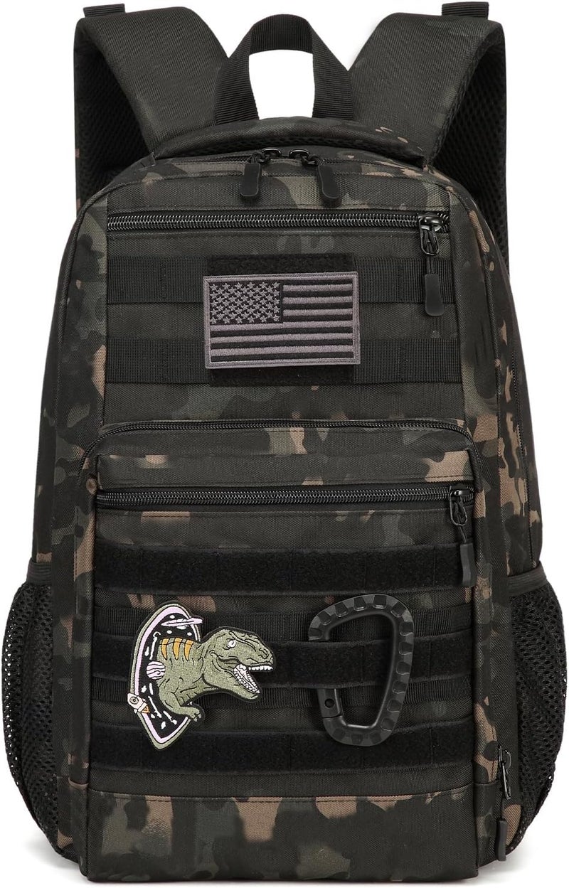 SunForMorning Kids Tactical Backpack Army Molle Bookbag Military Boys Backpack for School, Outdoor, Camping, Black CM - Image 1